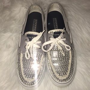 Women’s Sperry Bahama Silver Sequins Size 8
